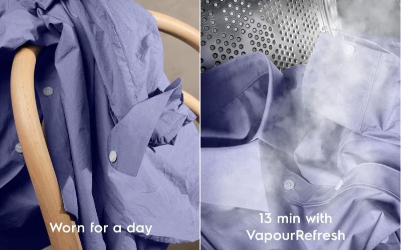 Chu trình VapourRefresh giúp quần áo bền đẹp, phẳng phiu chỉ trong 30 phút Chu trình VapourRefresh giúp quần áo bền đẹp, phẳng phiu chỉ trong 30 phút