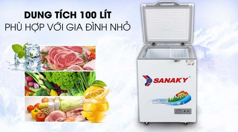 Tủ đông Sanaky 100 lít VH-1599HYK - Dung tích Tủ đông Sanaky 100 lít VH-1599HYK - Dung tích