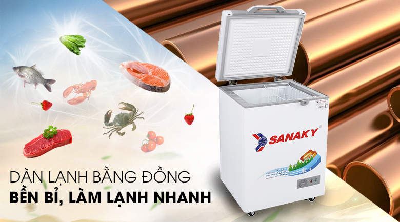 Tủ đông Sanaky 100 lít VH-1599HYK - Dàn lạnh bằng đồng Tủ đông Sanaky 100 lít VH-1599HYK - Dàn lạnh bằng đồng