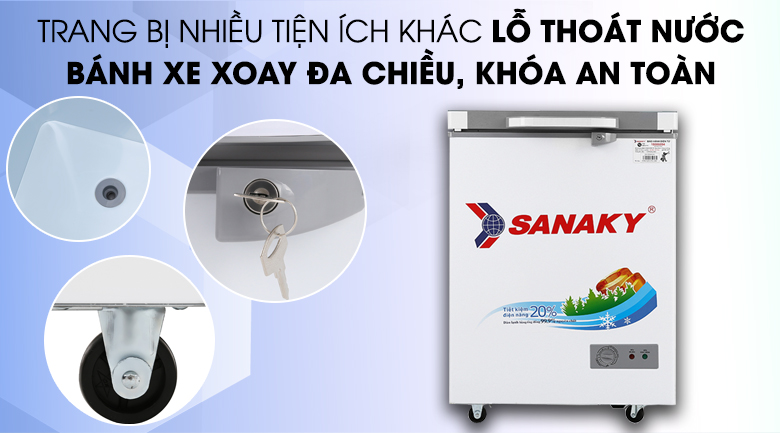 Tủ đông Sanaky 100 lít VH-1599HYK - Tiện ích Tủ đông Sanaky 100 lít VH-1599HYK - Tiện ích