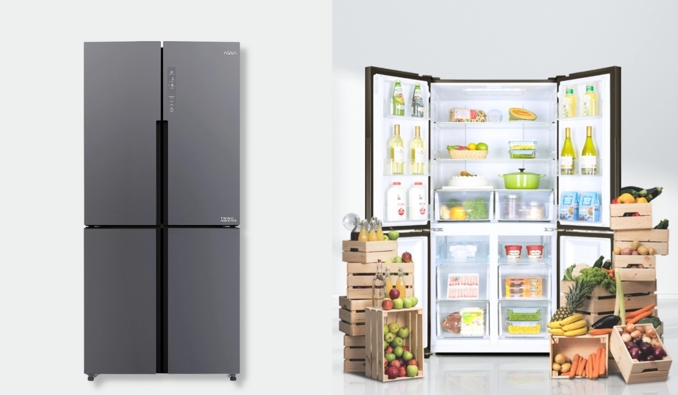Tủ lạnh Aqua Inverter 456 lít AQR-M530EM(SLB) không gian lưu trữ lớn