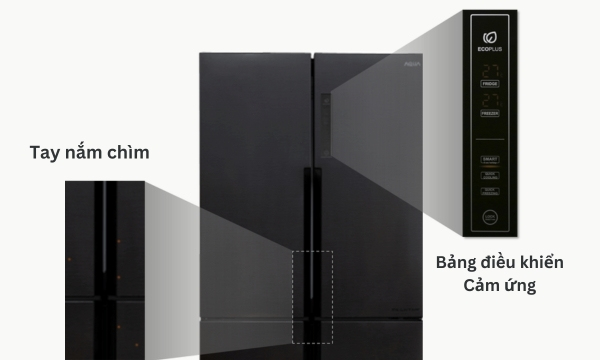 Tủ lạnh Aqua Inverter 456 lít AQR-M530EM(SLB) màn hình cảm ứng